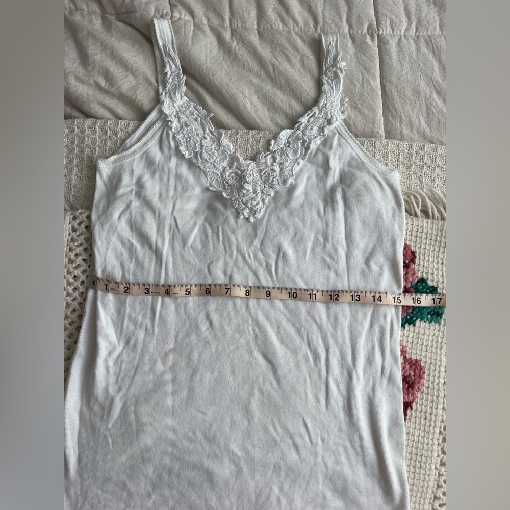 White Lace Trim Tank Top